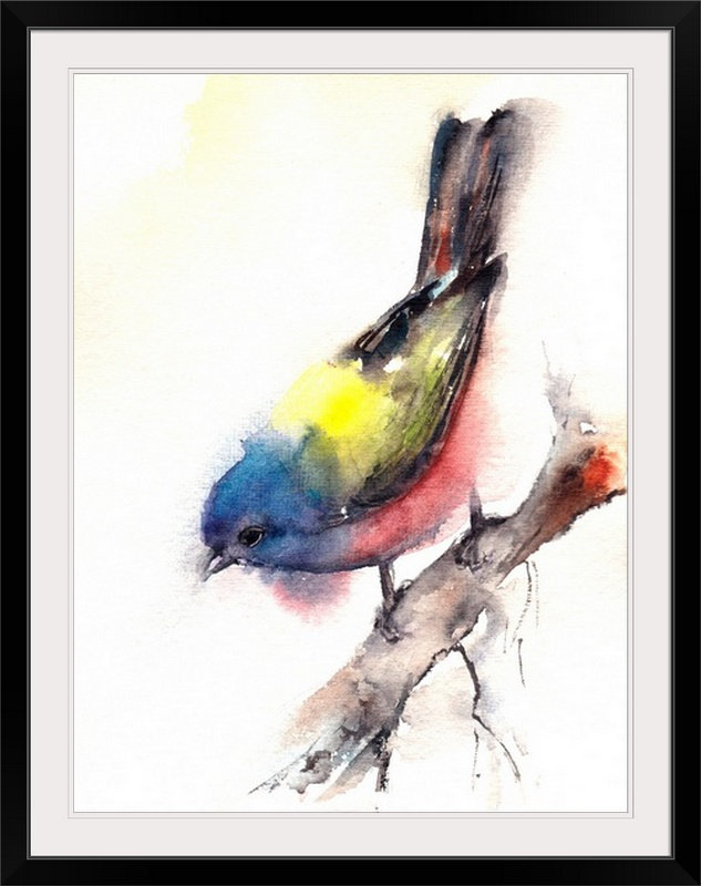 « bunting oiseau », reproduction d’art Canot Stop, Cadre noir, l 44 po x P 35 po x H 1 po
