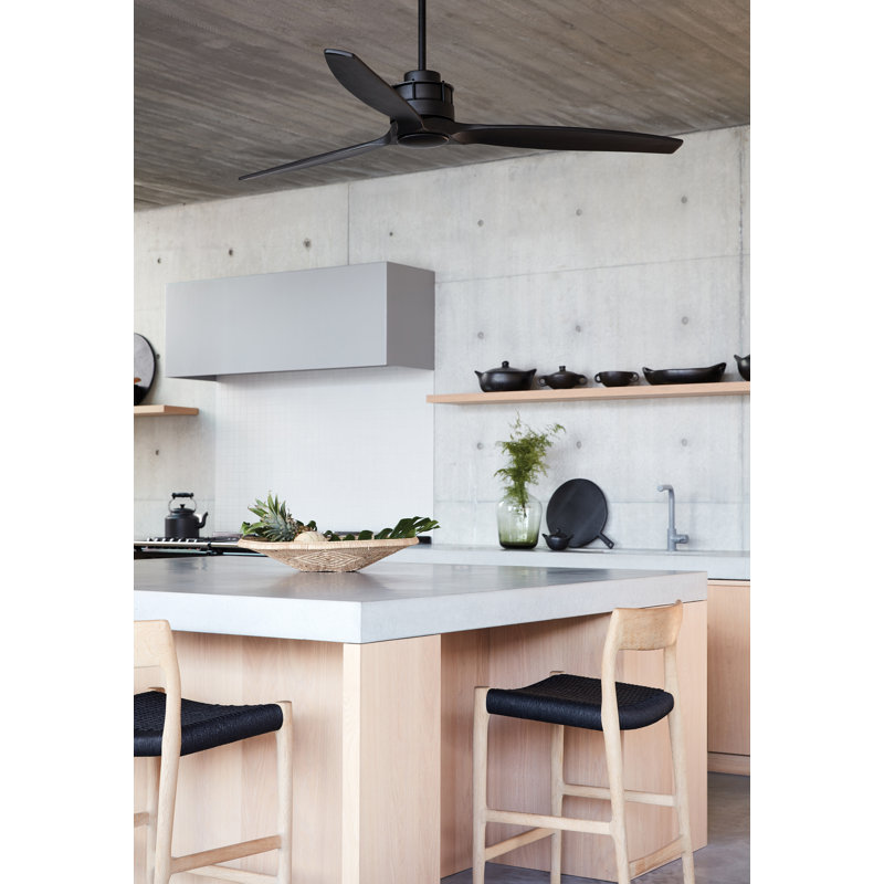 Akmani 60" Modern Black Ceiling Fan with Remote Control, Energy Efficient DC Ceiling Fan, Quiet High Airflow Solid Wood Blades