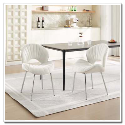21.6-inch Dining Chairs Set Enlarged Seat Surface With Silver Legs