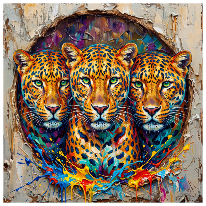 Three Leopards Portrait Comforter, Queen
