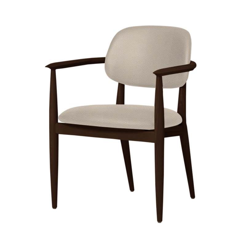 Chaise Slow de Space Copenhagen, Chêne brun foncé, Crème Bellagio 2 8805