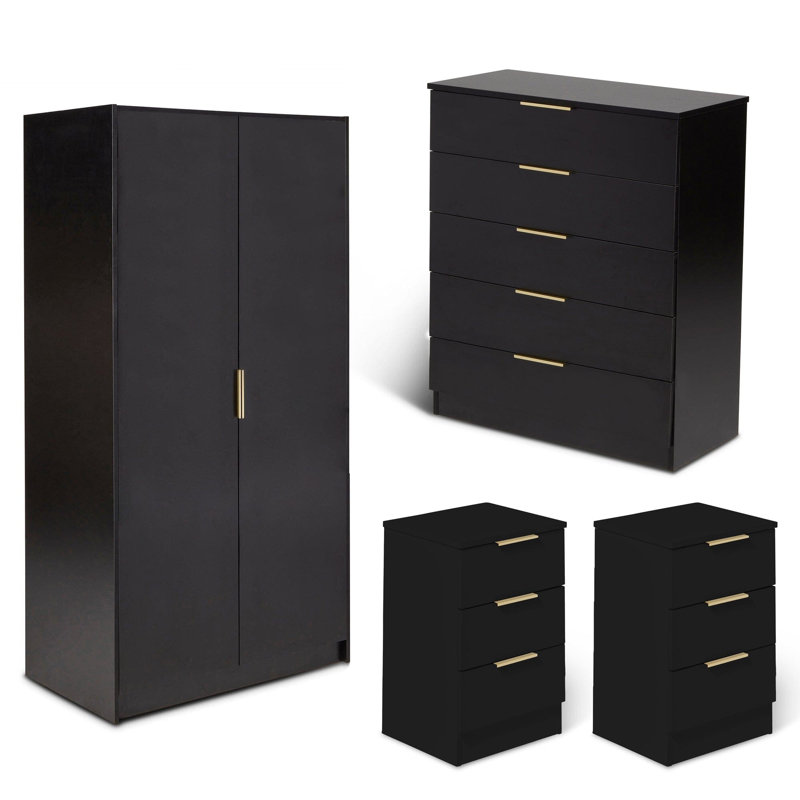Glenhaven 4 Piece Bedroom Set, Pitch Black