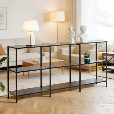 Modern Narrow Console Table With Storage For Entryway, Hallway, Or Behind Sofa - Slim Design Multi-Tier Shelf For Living Room, Kitchen, Or Bedroom