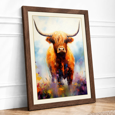 Highland Cattle In Bloom Boho - Print