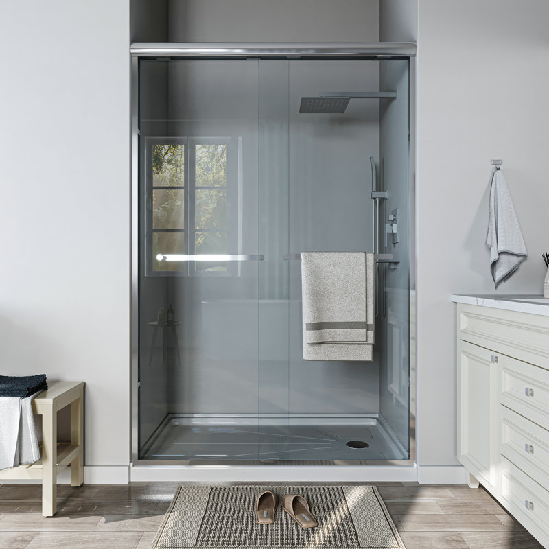 34''-35.5'' Black Aluminum Frameless Bi-Fold Shower Door