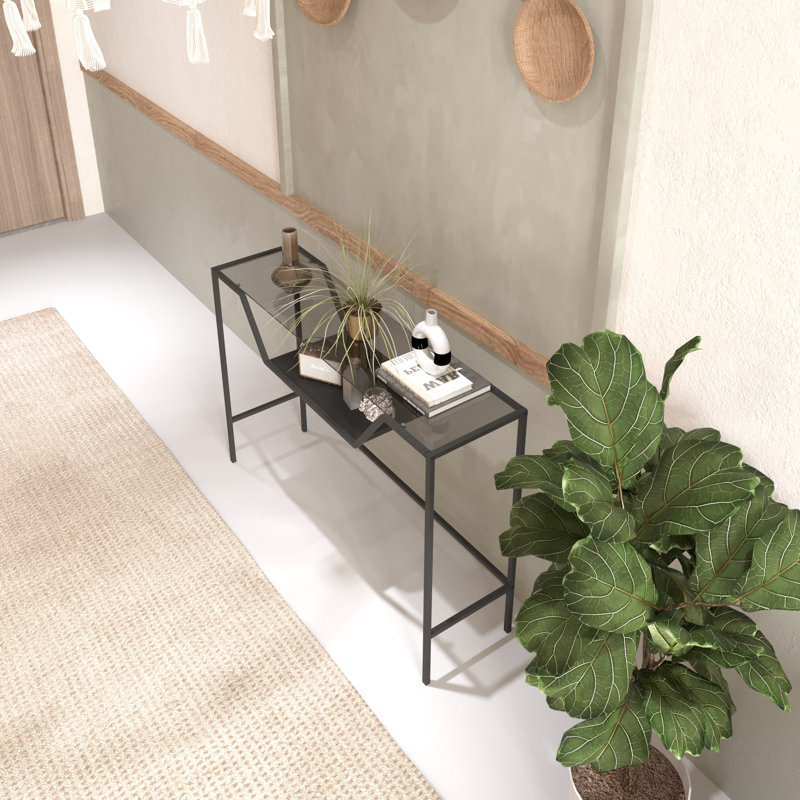 Caliente 76cm Glass Console Table, Black