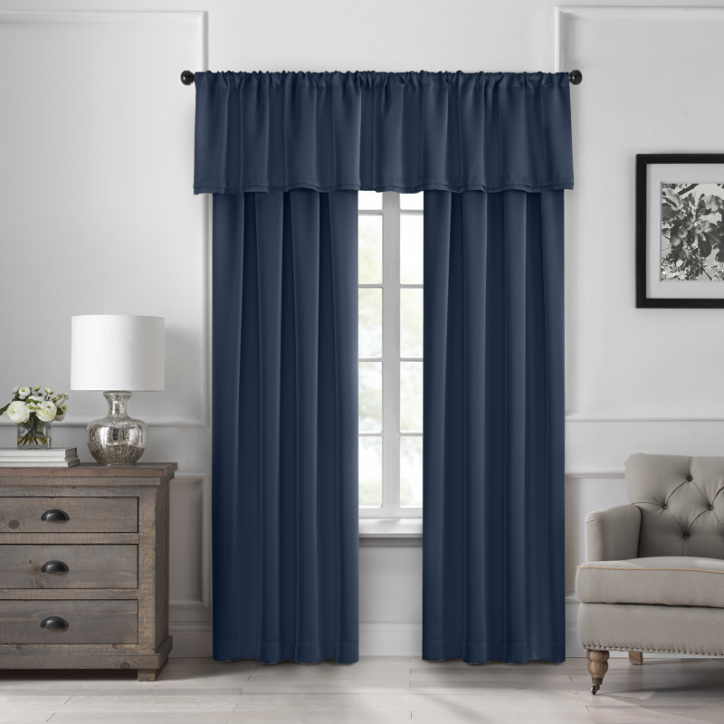 Conan Polyester Blackout Single Curtain Panel Single Panel, Navy, 52"W x 95"L
