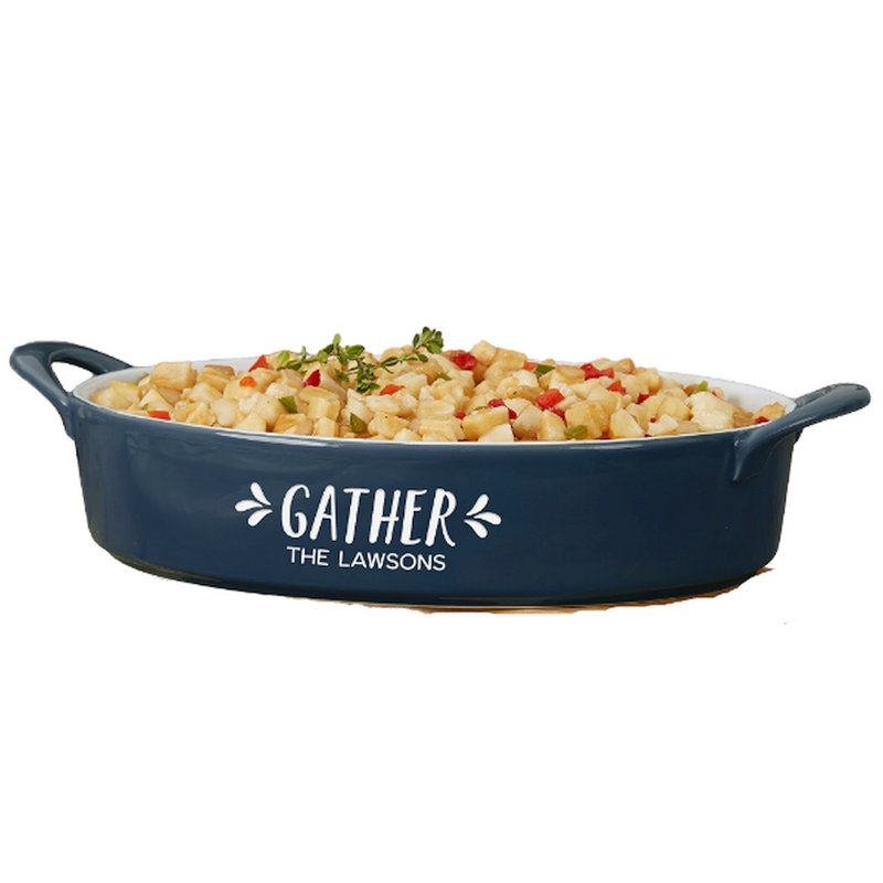 Plat de cuisson ovale classique personnalisé Gather & Gobble, Marine