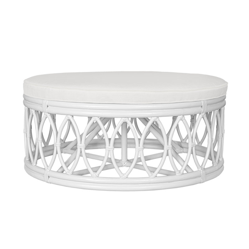 Lillian Round Ottoman, White