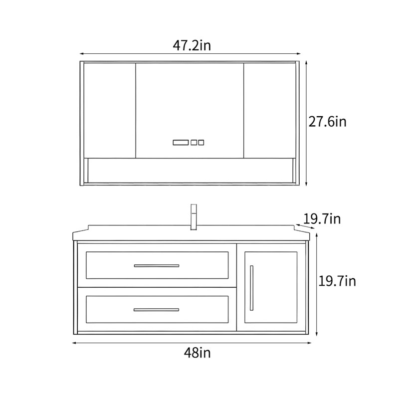 Modern simple luxury bathroom cabinet, White