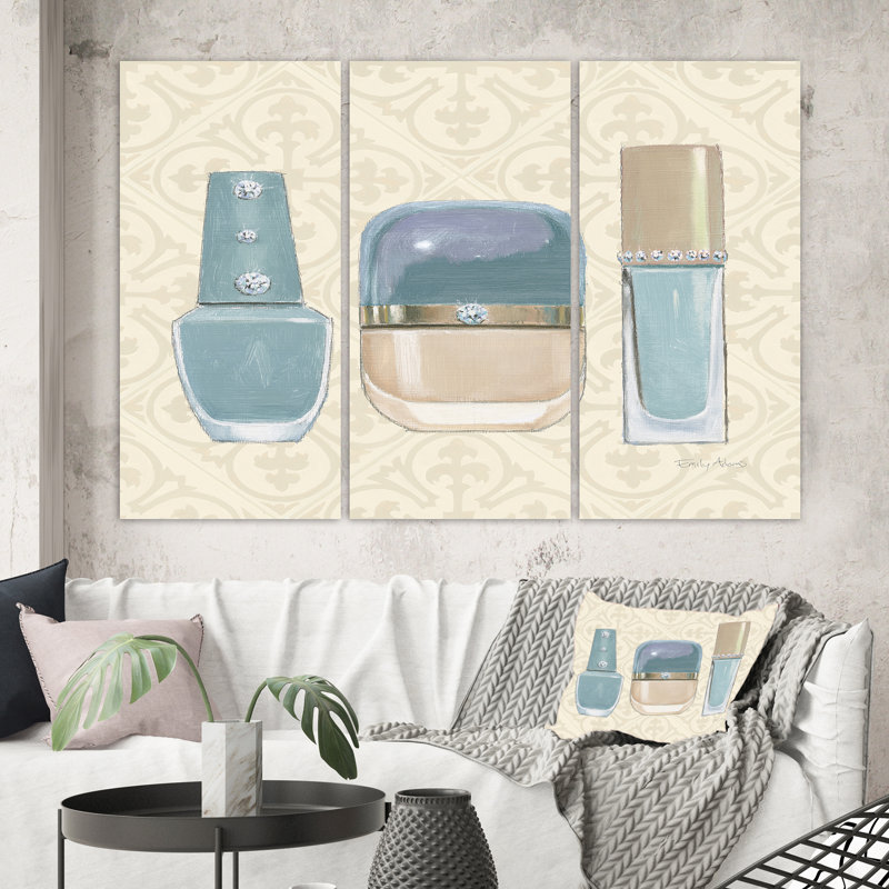 « glam cosmétiques blue accessories », impression sur toile multi-pièces, H 28 po x l 36 po x P 1 po