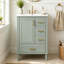 Meuble-lavabo moderne de 24 po avec lavabo en céramique, porte à fermeture douce, 3 tiroirs, poignées dorées et support de porte pour un rangement peu encombrant-1108684107