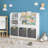 Kids Bookcase And Bookshelf With 3 Collapsible Fabric Drawers Display Stand