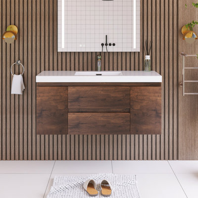 Meuble-lavabo simple 48 po avec plateau en résine Orinate
