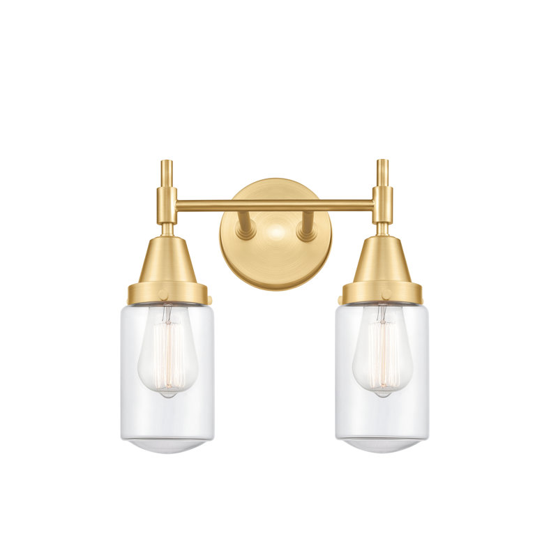Éclairage pour meuble-lavabo à 2 lumières à intensité variable Gayle, Transparent, Ampoule non incluse, Laiton brossé