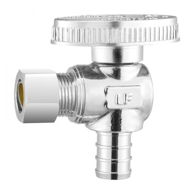 Angle Stop Valve 1/2" PEX x 3/8" OD Compression 1/4 Turn Shut Off Valves