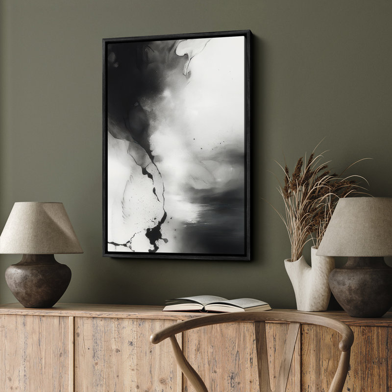 Art mural encadré abstrait rétro antique classique pour chambre à coucher, H 24 po x l 16 po, Noir
