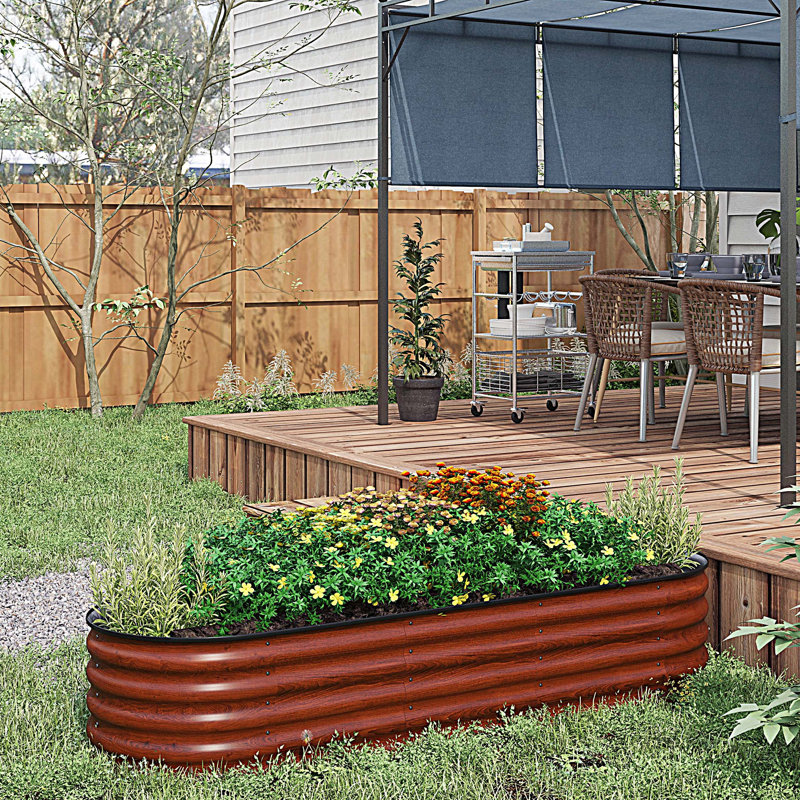 5' x 2' x 1.4' Galvanized Raised Garden Bed Kit, Outdoor Metal Elevated Planter Box with Safety Edging, Easy DIY Stock Tank for Growing Flowers, Herbs & Vegetables