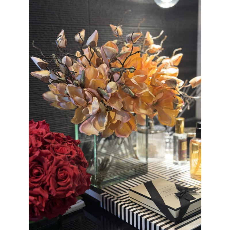 Magnolia Arrangement in Vase, Orange