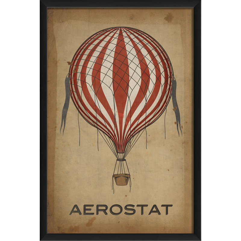 Ballon d’air chaud aerostat, impression encadrée, Rouge