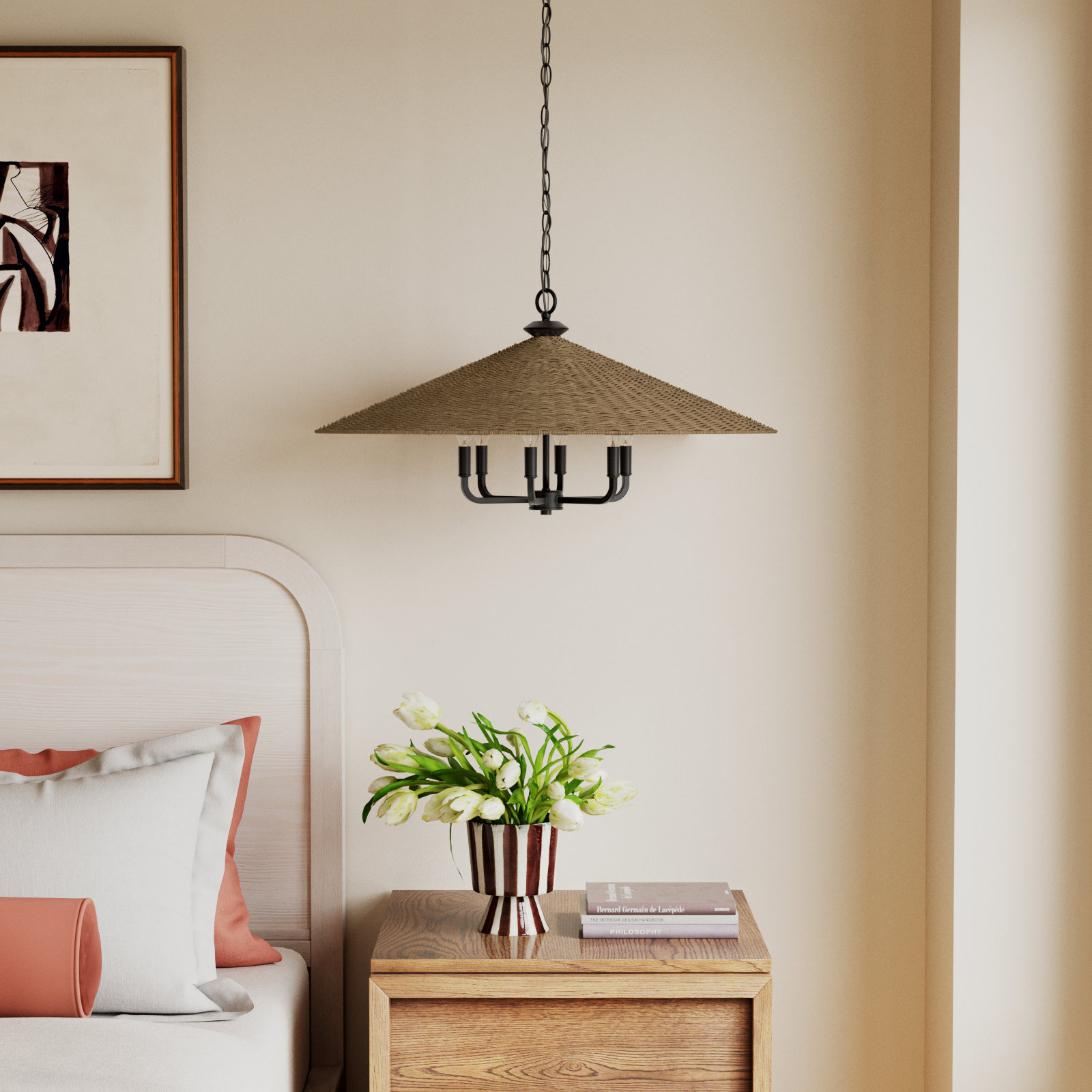 Jared Dimmable Rattan 6-Light Pendant