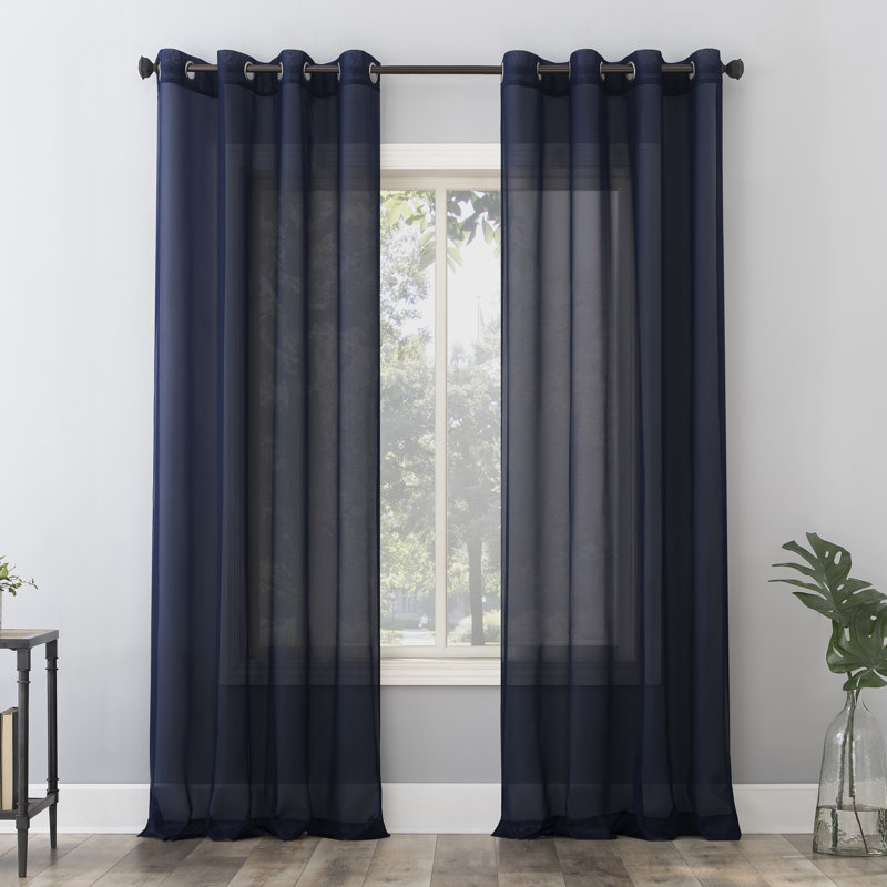 Wayfair Basics® Sheer Grommet Curtain Panel, White, 59"W x 120"L