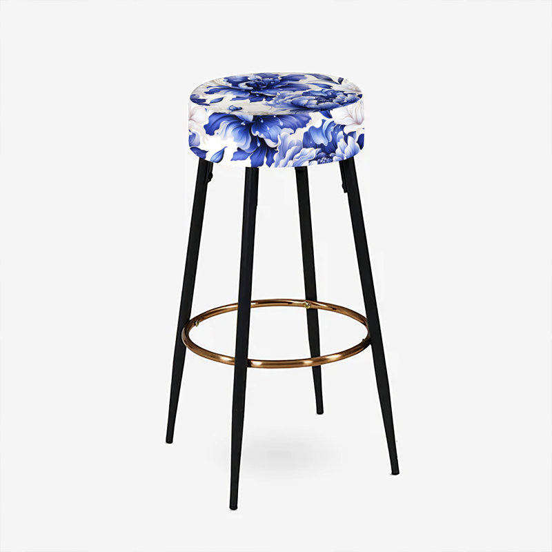 Cobalt Blue Damask Victorian Pattern - Floral Bar Stools Set Of 2