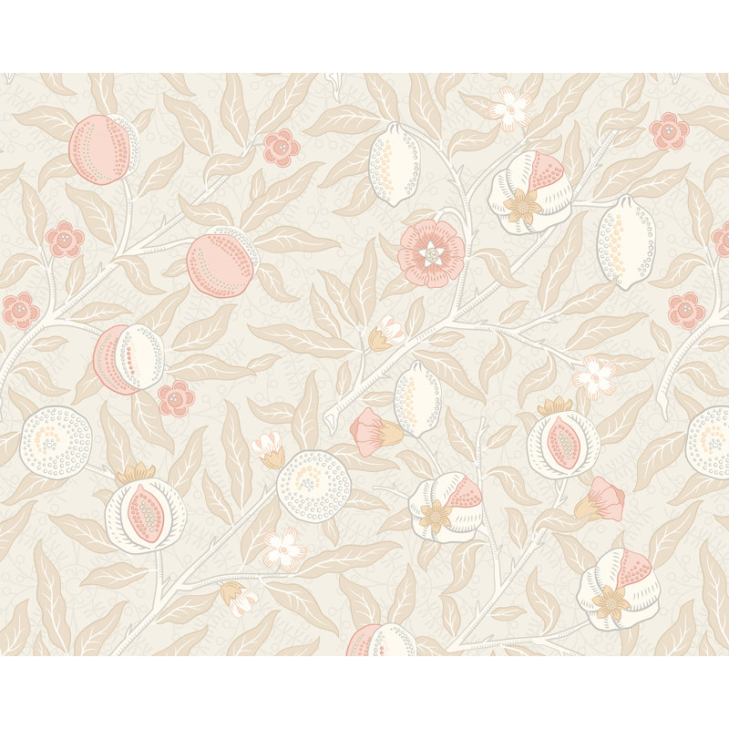 Fruit and Foliage Wall Mural, Beige