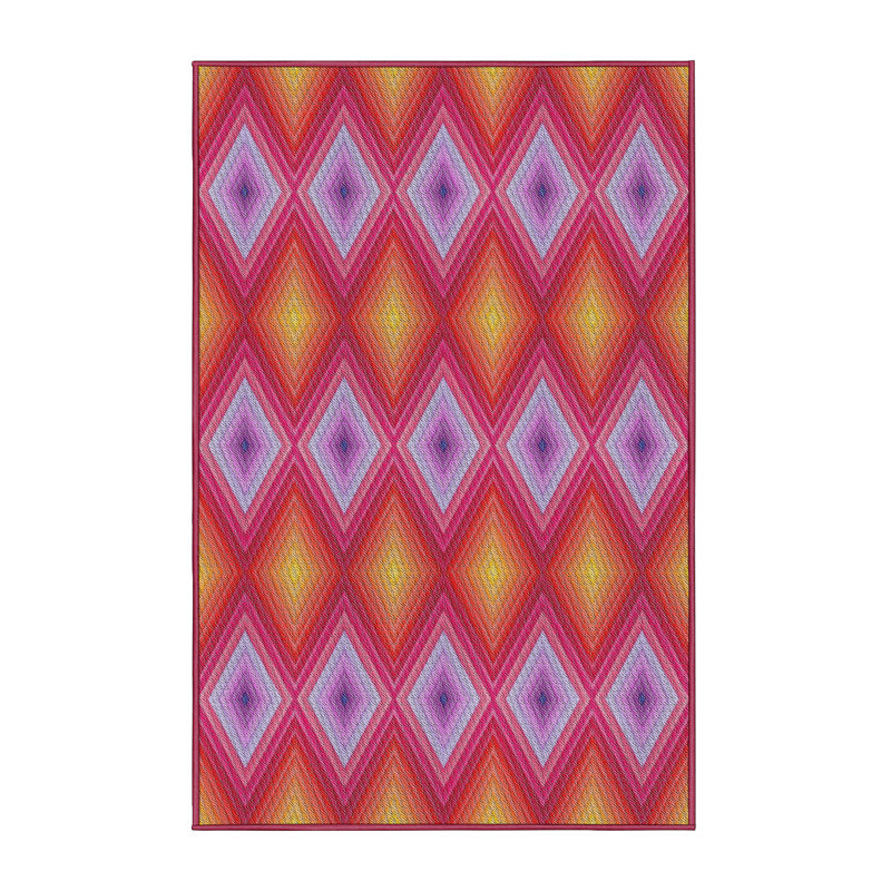 Tapis décoratif rose à motif géométrique Salvato, Rectangle 5 pi x 7 pi