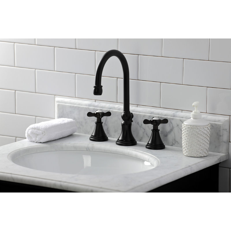 Essex Widespread Bathroom Faucet with Drain Assembly, Matte Black