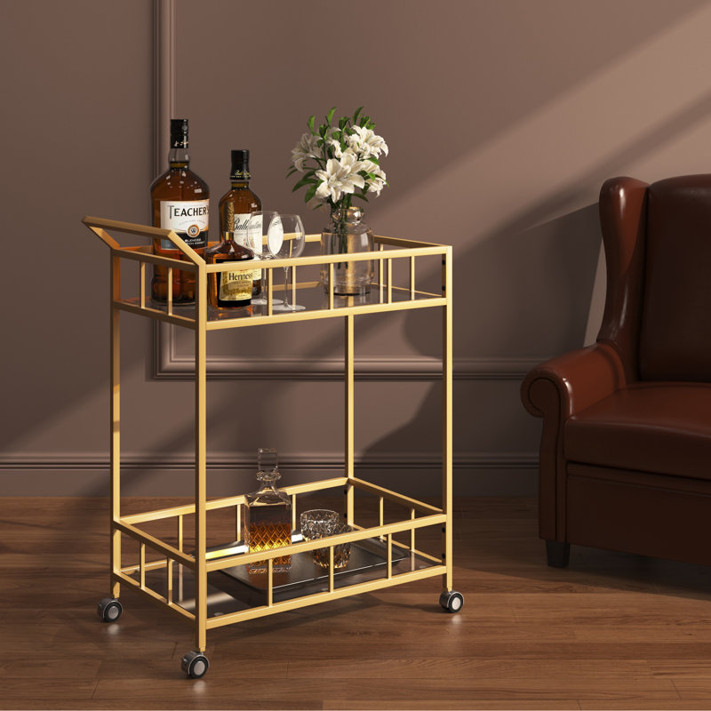 Chariot-bar roulant élégant: métal durable et verre de sécurité