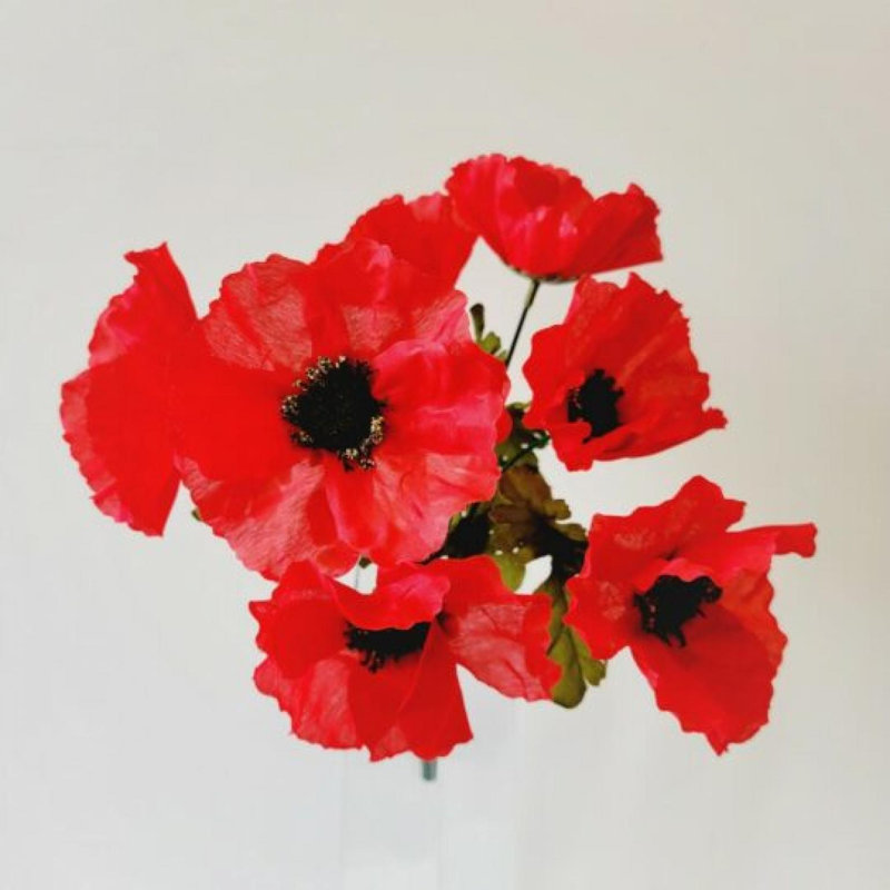 Fleur artificielle rouge coquelicot