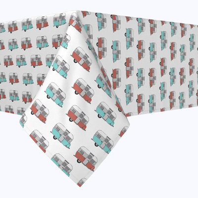 Square Tablecloth, 100% Cotton, 52X52", Retro Trailer Camper