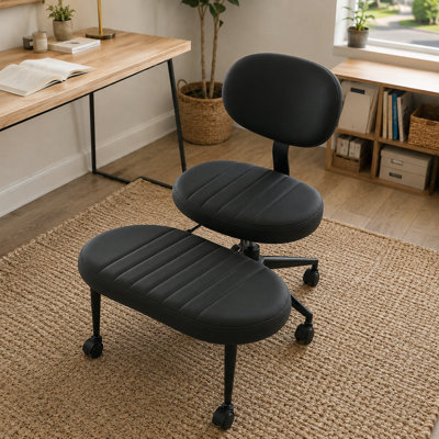 Chaise de bureau contemporaine à pieds croisés de style contemporain pour adultes avec support pivotant pour le dos et base roulante pour l'espace de travail