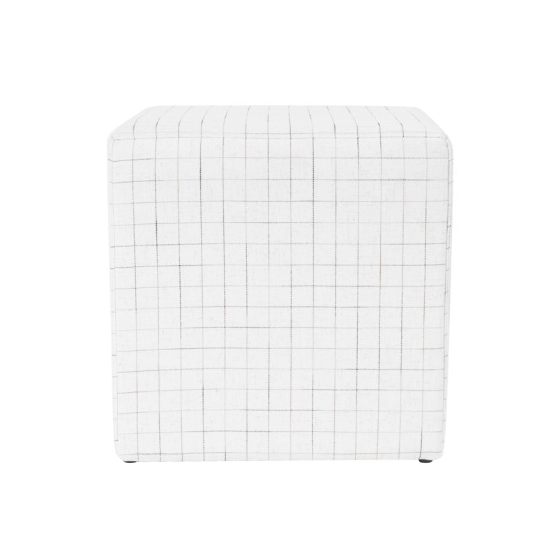 Repose-pieds Soft Cube - naturel, Tissu écossais crème
