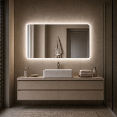  48 x 24 Inch LED Bathroom Mirror with Anti Fog Dimmable 3 Color Lighting Frameless Wall Mounted Vanity Mirror