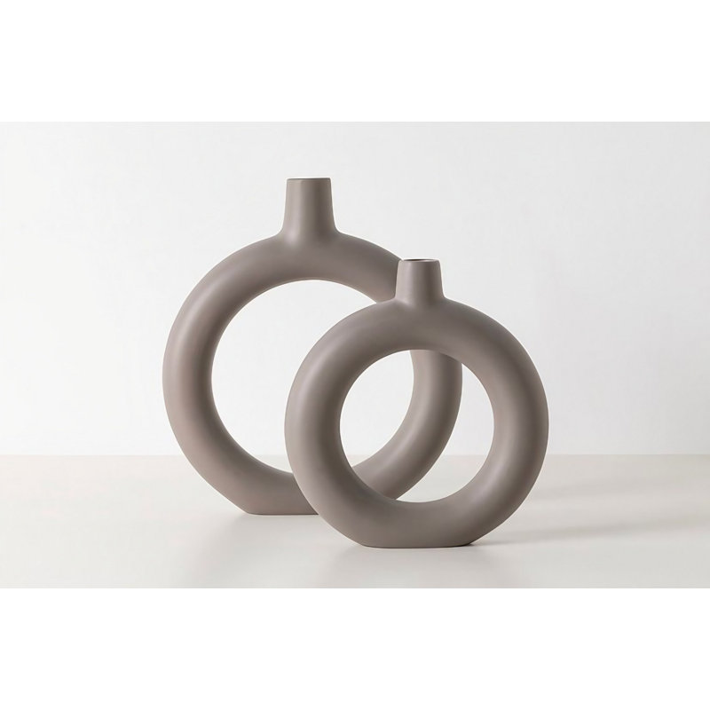 Cyriacos Ceramic Table Vase, Mink, 18cm H x 18cm W x 27cm D