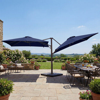 10 pi. X 10 pi Parasol de patio en porte-à-faux à double face avec inclinaison - Parasol d'extérieur extra large pour patio et jardin