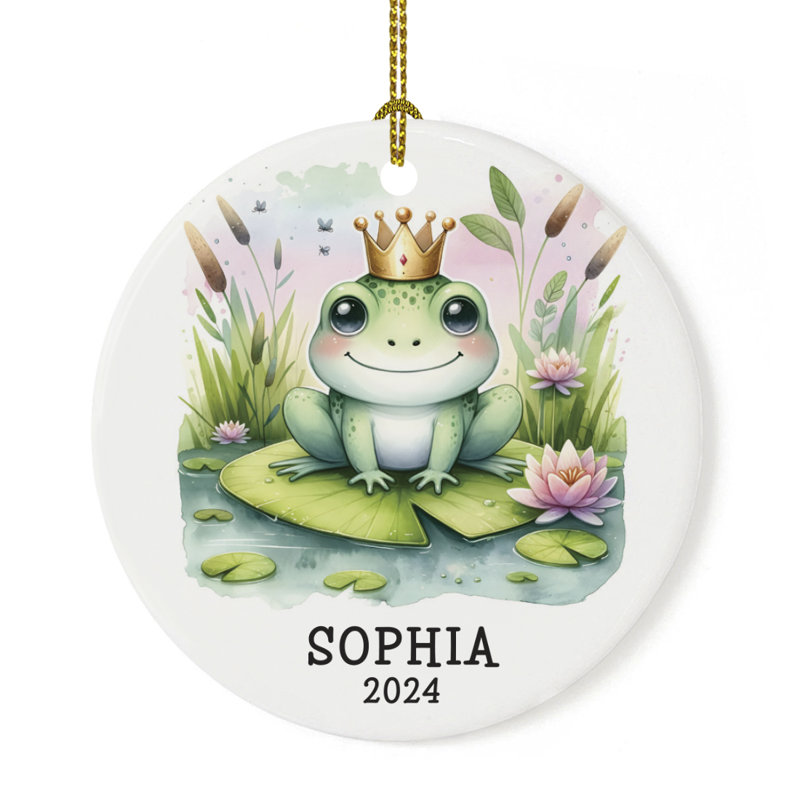 Ornement de grenouille de Noël en céramique sur mesure 20 XX, Oui