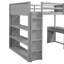 Lit mezzanine double gris avec bureau et - Créez un espace multifonctionnel en bois massif - Matelas de 4 à 6 po Taille recommandée, tablettes, utilisation maximale de la chambre à coucher et aucun sommier requis-1141706931