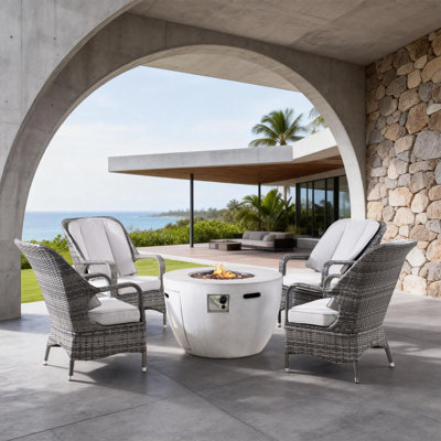 Algird Wicker 4 - Person Patio Conversation Set with Cushions
