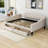 Full Size Linen Upholstered  Daybed With Two Drawers And Slats