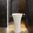 34.25" Tall White Solid Surface Circular Pedestal Bathroom Sink