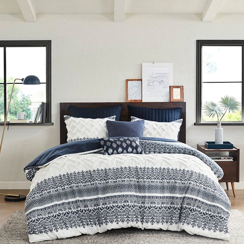 Housse de couette en coton double / grand, chenille, imprimé, literie, chenille grand, cravate intérieure, motif multicolore, décor, fermeture à boutons
