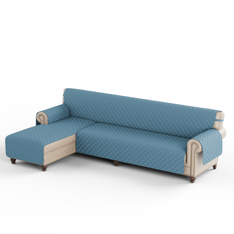 Housse pour canapé modulaire réversible, Microfibre grise bleue, H 0,2 po x l 102 po x P 22 po
