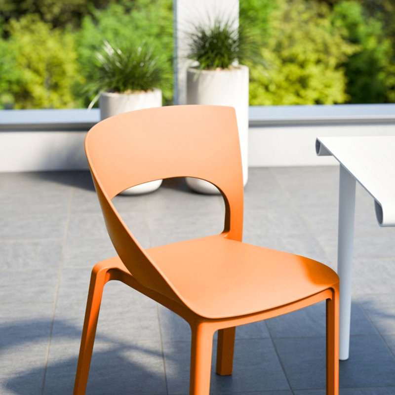 Chaise d'appoint simple orange tropicale pour espaces intérieurs, siège ergonomique, chaises de rangement faciles empilables