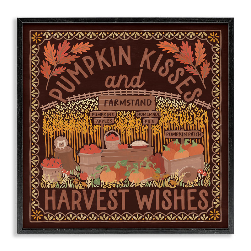 «Autumn Harvest Wishes», art de la giclée encadrée par Laura Marshall, Giclée encadrée noir minuit, H 17 po x l 17 po