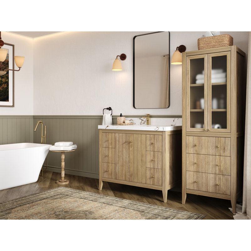 Teck d'Atlanta 42 po X P 22 po De meuble-lavabo simple D Quartz, Noir Calacatta
