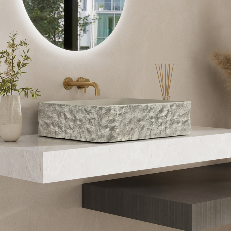 Lavabo de salle de bain rectangulaire en pierre 19,7 po