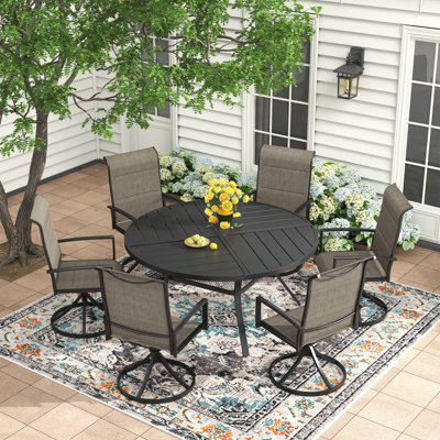 6-Person Outdoor Patio Dining Set With Swivel Chair